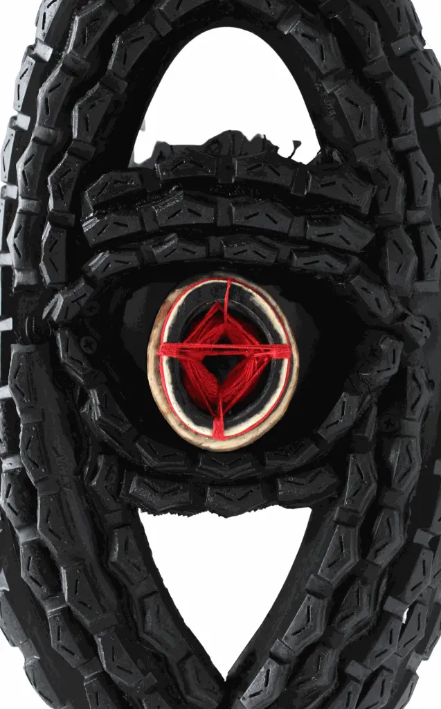 MAKP-019b, Noukoun, 2022, Tire strips and mixed media, 45x24x12.webp