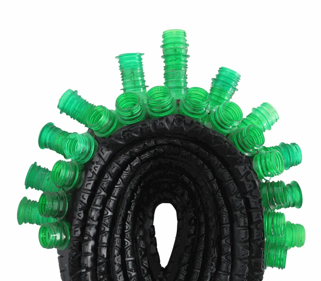 MAKP-020b, Untitled, 2023, Tire strips and mixed media, 50x34x15.webp