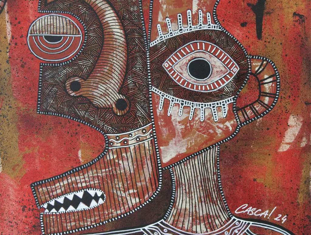 CASC-044b, Amphibian God VII, CASCA, 2024, Acrylic on Canvas, 56 x 50 cm.webp