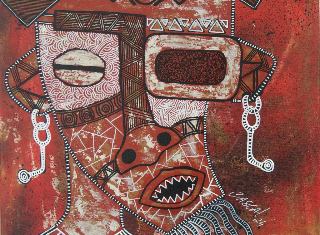 CASC-045b, Amphibian God VIII, CASCA, 2024, Acrylic on Canvas, 55 x 38 cm.webp