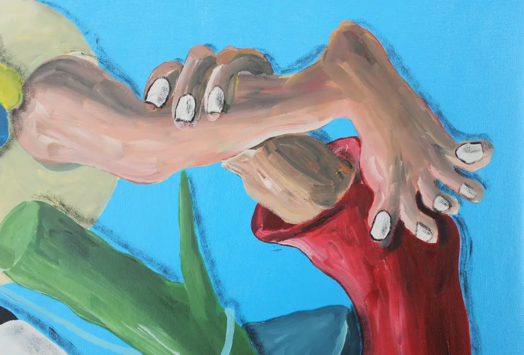 SADO-001b, Mãos dadas (Holding hands), Sapate Doudou, 2025, acrylic on canvas, 100 x 100 cm.webp