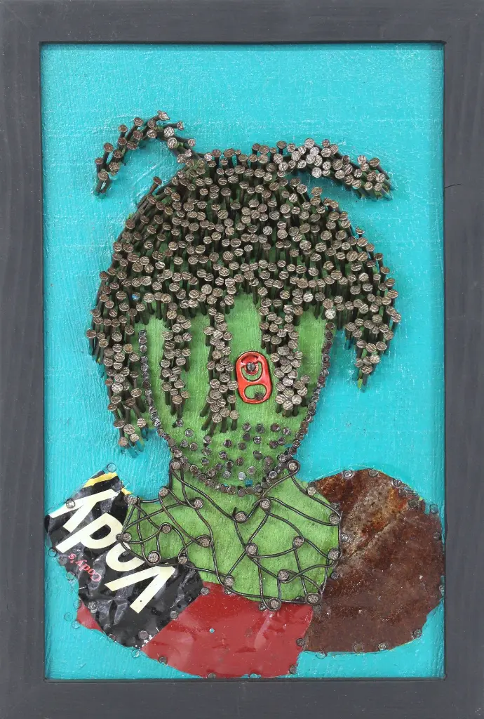 SYLO-017b, Inconnus connue inconnus I, Syl Loko, 2023, Nails, acrylic on plywood, 20 x 30 cm.webp