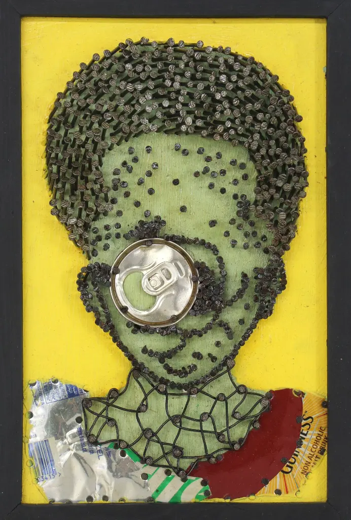SYLO-018b, Inconnus connue inconnus II, Syl Loko, 2023, Nails, acrylic on plywood, 20 x 30 cm.webp