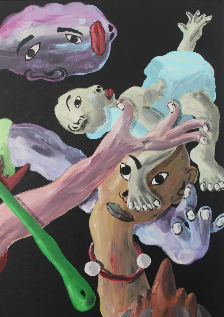 SADO-002b, Responsabilidade (Responsible), Sapate Doudou, 2025, acrylic on canvas, 100 x 100 cm.webp