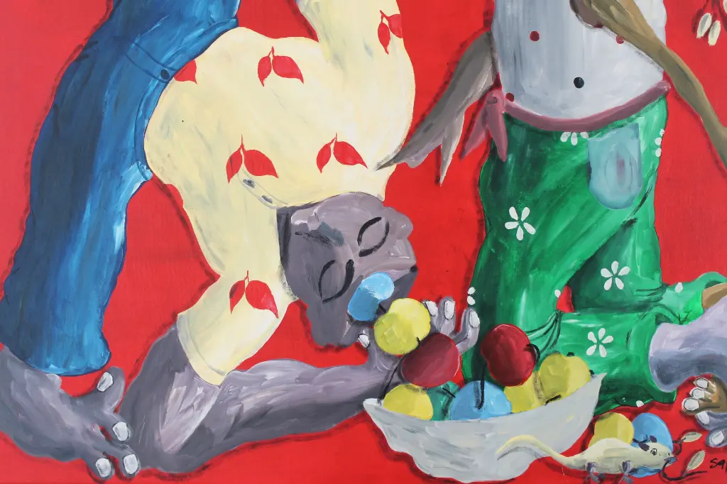 SADO-003b, Espirito de cultivador (Cultivator spirit), Sapate Doudou, 2025, acrylic on canvas, 100 x 100 cm.webp