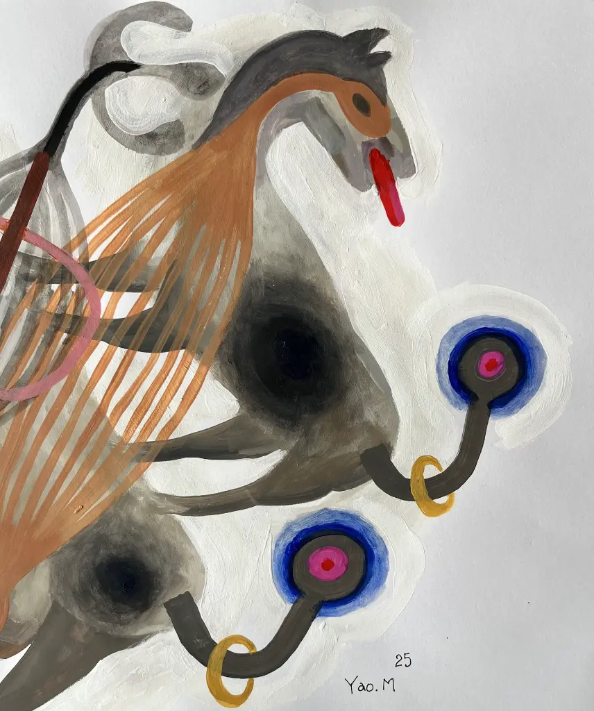 YAME-018b, Untitled III, Correspondance series, Yao Metsoko, 2025, Acrylic on paper, 42x59cm.webp