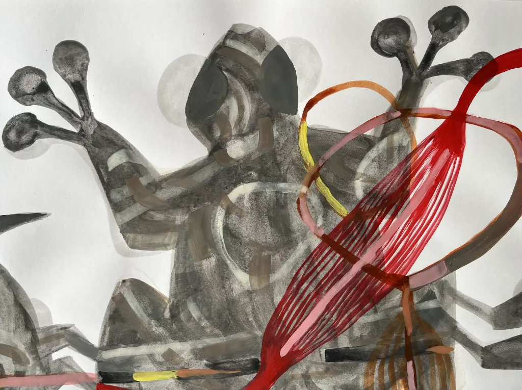 YAME-020b, Untitled V, Correspondance series, Yao Metsoko, 2025, Acrylic on paper, 42x59cm.webp