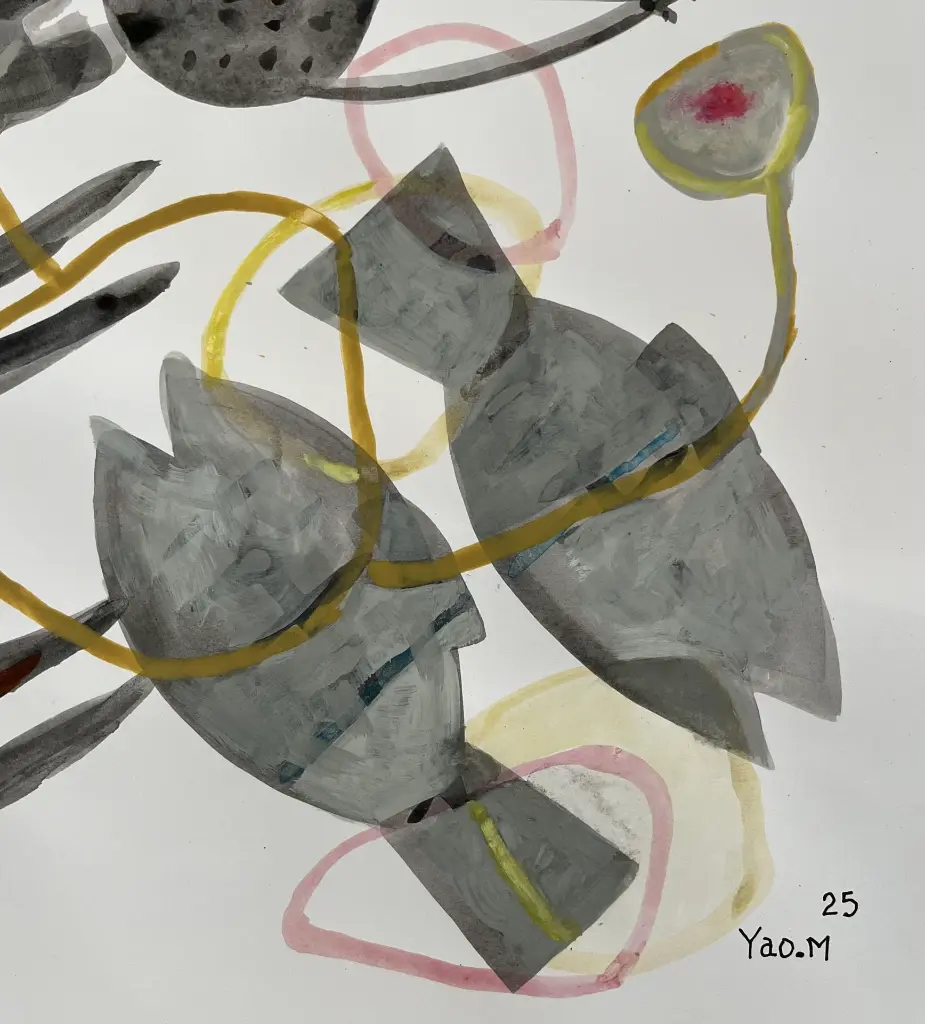 YAME-021b, Untitled VI, Correspondance series, Yao Metsoko, 2025, Acrylic on paper, 42x59cm.webp