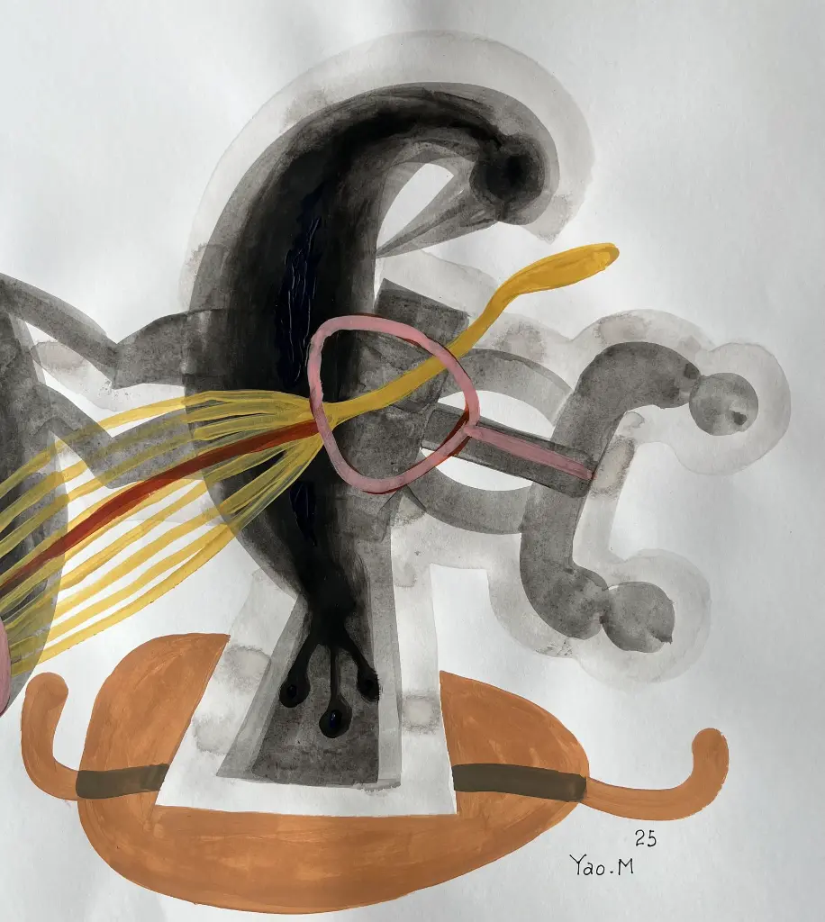 YAME-025c, Untitled X, Correspondance series, Yao Metsoko, 2025, Acrylic on paper, 42x59cm.webp