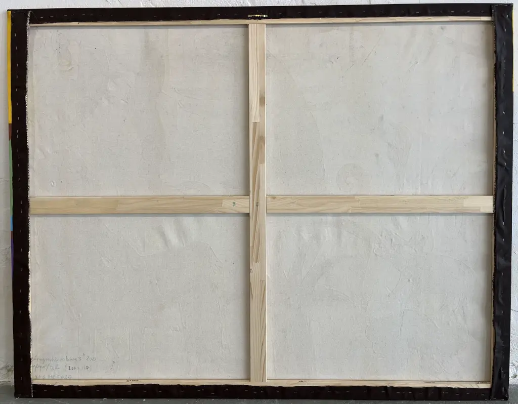 YAME-003d, Scénographie Urbaine III (Urban Scenography), Yao Metsoko, 2025, Acrylic on Canvas, 150x190cm.webp
