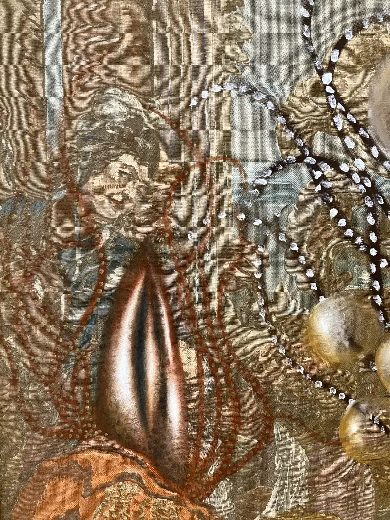 TMDI-003d, Rubens- l'adoration des mages (the adoration of Three Kings), Thiemoko Diarra, Earth Pigments on Tapestry, 119.5x86.5cm.webp